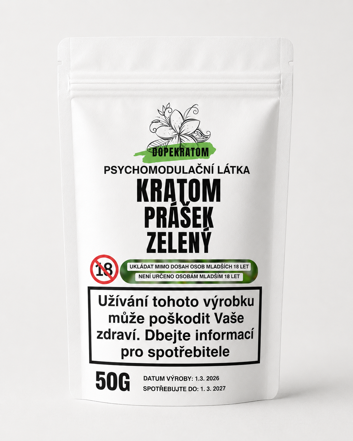 Kratom Prášek ZELENÝ 50g L20266001
